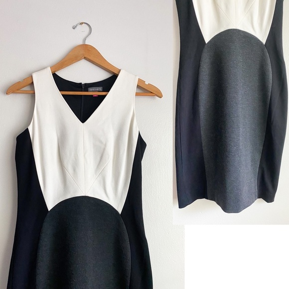 Vince Camuto Sheath Black Cream Career Formal Classy ColorBlock Sleeveless Dress - Picture 10 of 13